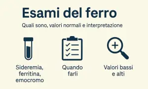 Esami del ferro: sideremia, ferritina, emocromo. Informazioni su ferro basso, sintomi donne, valori e interpretazione.