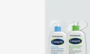 Dwa produkty Cetaphil: emulsja micelarna i balsam do twarzy i ciała, rekomendowane przez dermatologów.
