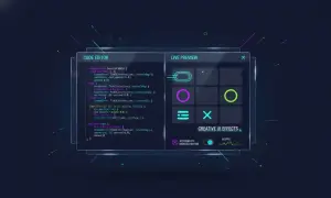 Éditeur de code affichant des animations CSS, avec un aperçu en direct d'effets d'interface créatifs. Le mot-clé `css will-change` est implicite dans l'optimisation des animations.