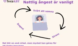 En person med insomningsproblem ligger orolig i sängen. Ångest och stress skapar en ond cirkel som försvårar sömnen.