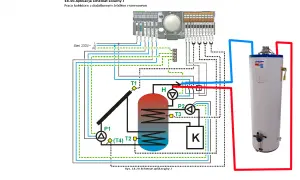 Schemat jak podłączyć bojler z wężownicą. Układ solarny z bojlerem i dodatkowym źródłem ciepła.