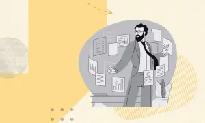 Uomo con barba e occhiali presenta grafici e schemi, spiegando il pmo significato.