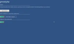 Ekran diagnostyki z opcjami "Pomoc zdalna", "Ping" do badania prędkości połączenia oraz "Tracert" do badania jego trasy.