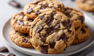 En hög med chokladkakor, perfekta för ett enkelt cookies recept.