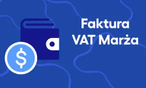 Portfel z monetą i napis "Faktura VAT Marża".
