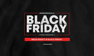 Grafika z napisem "BLACK FRIDAY" i hasłem "MEGA RABATY W BLACK FRIDAY!".
