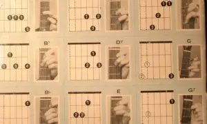 Diagramy akordów na gitarze: A7, B7, Bb, D, D7, E, F, G, G7. Poznaj, ile jest akordów na gitarze i jak je zagrać.