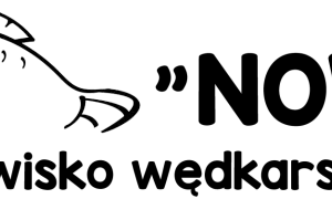 Logo łowiska wędkarskiego "Nowa". Stylizowana ryba obok nazwy.