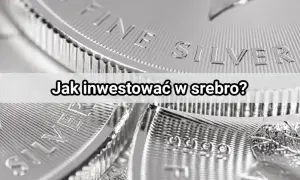 Zbliżenie na błyszczącą monetę z napisem "FINE SILVER". Pytanie "Jak inwestować w srebro?" sugeruje rozważenie tej formy inwestycji.