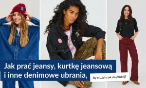 Trzy kobiety w denimowych ubraniach. Dowiedz się, jak skurczyć jeansy i inne rzeczy z denimu, by służyły jak najdłużej.