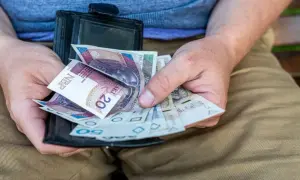 Ręce trzymają portfel z polskimi banknotami. Czy to dodatek pielęgnacyjny, czy zasiłek pielęgnacyjny?