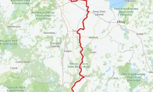 Mapa przedstawia trasę rowerową R10 od Gdańska przez Malbork i okolice Dolnej Wisły, aż po Pojezierze Iławskie.