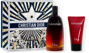 Zestaw prezentowy Dior Fahrenheit 100ml z butelką perfum i żelem pod prysznic.