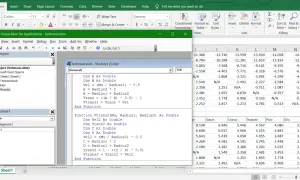 Okno edytora VBA z kodem w języku Visual Basic for Applications w programie Microsoft Excel.