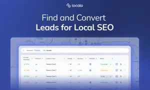 Interfaz de software para optimizar cómo hacer SEO local, mostrando clientes potenciales para "fontanero" en Austin, con su potencial de crecimiento y estado.