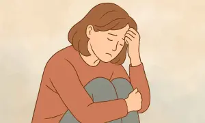Ragazza seduta con la testa tra le mani, che esprime il sentirsi sbagliati in psicologia.