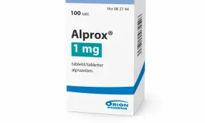 Opakowanie leku Alprox 1 mg, zawierające 100 tabletek z alprazolamem. Stosowany na niepokój i inne schorzenia.