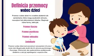 Smutny chłopiec płacze, a kobieta kładzie mu rękę na ramieniu. Obraz ilustruje przemoc psychiczną wobec dzieci.