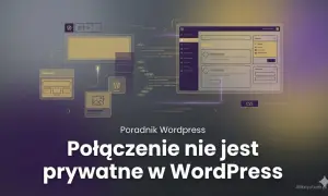 Grafika przedstawia schemat budowy strony w **WordPress** z widocznym logo platformy.