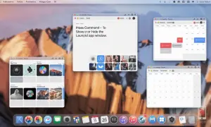 Nagrywanie ekranu MacBook z widocznymi oknami aplikacji: notatnik, kalendarze i galeria zdjęć.