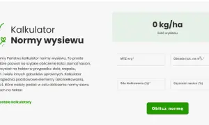 Kalkulator normy wysiewu zbóż kg/ha. Narzędzie do obliczania ilości nasion na hektar, uwzględniające MTZ, obsadę i siłę kiełkowania.