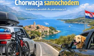 Podróż samochodem do Chorwacji z rowerami i psem. Widok na urokliwe miasteczko nad Adriatykiem.