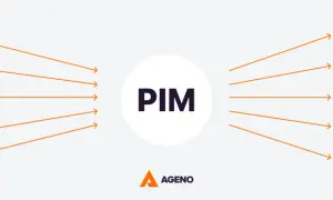 Schemat pokazuje, jak system PIM integruje dane z ERP, Excel, dostawców i wiedzy, wysyłając je do druku, POS, e-commerce, B2B i na marketplace.