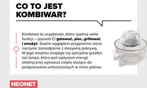 Biały kombiwar z szklaną misą i metalową kratką w środku.