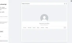 Tworzenie nowego profilu na Facebooku: wpisz nazwę profilu i nazwę użytkownika, dodaj zdjęcie w tle i profilowe. Podgląd na komputerze.