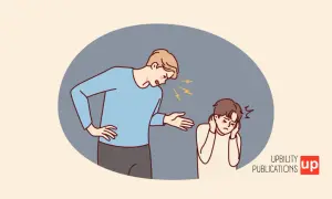 Un hombre grita a otro, que se tapa los oídos. Un ejemplo de comportamiento pasivo agresivo.