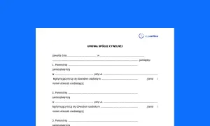 Formularz umowy spółki cywilnej, zawierający dane osób tworzących reprezentację spółki cywilnej.