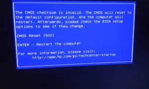 Error de CMOS: el equipo se reiniciará con la configuración predeterminada. Presiona ENTER para continuar.