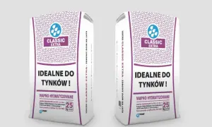 Dwie torby wapna budowlanego Classic Extra, idealnego do tynków. Produkt wapno hydratyzowane, 25 kg.