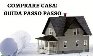Guida passo passo per comprare casa: un modello di casa, progetti e logo "Affari Miei".