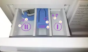 Cassetti lavatrice: 1 per ammorbidente, 2 per detersivo principale, 3 per prelavaggio. Ecco dove mettere Napisan.