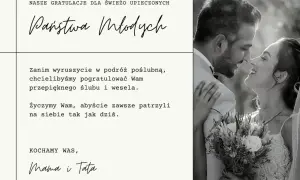 Gratulacje dla Państwa Młodych! Życzymy Wam, byście zawsze patrzyli na siebie z taką miłością. To piękne, czego życzyć młodej parze.