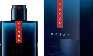 Prada Ocean 100ml, woda toaletowa dla mężczyzn. Elegancka butelka i opakowanie w odcieniach granatu.