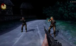 Dwóch żołnierzy w ciemności, jeden z latarką, gotowi do akcji w grze Medal of Honor.