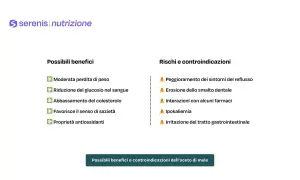 Aceto di mele: benefici per peso, glicemia, colesterolo e sazietà. Attenzione a rischi e controindicazioni.