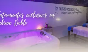 Disfruta de tratamientos exclusivos en cabina doble en el spa Olimpia. Relájate en la bañera de hidromasaje o en las camillas preparadas para ti.