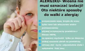 Dziewczyna z zaczerwienionym okiem i łzawieniem, objawy alergii na pyłki. Wiosna nie musi oznaczać izolacji!