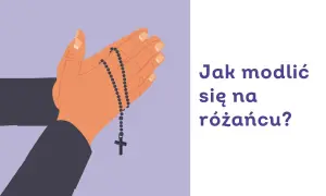 Dłonie złożone do modlitwy z różańcem. Dowiedz się, jak odmawiać różaniec w intencji.