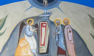 Ikona przedstawia zmartwychwstanie Chrystusa. Anioł oznajmia kobietom, że Jezus żyje, a nie jak zginęli apostołowie.