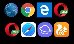 Ikony popularnych przeglądarek internetowych: Opera, Chrome, Edge, Safari, Samsung Internet, UC Browser. Która jest najlepsza przeglądarka internetowa?