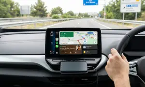 Conduciendo con Google Maps y Spotify en la pantalla, listo para actualizar Android Auto.