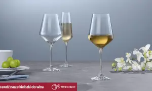 Eleganckie kieliszki do wina, jeden z winem, drugi pusty, trzeci z szampanem. Zastanawiasz się, jaką pojemność ma kieliszek?