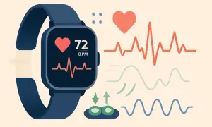 Montre connectée affichant 72 BPM, symbolisant comment fonctionne les montres connectées en suivant le rythme cardiaque et d'autres données physiologiques.