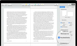 Programy do pisania na tablecie, z widocznym menu formatowania dokumentu i tekstem.