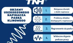 Objawy uszkodzonego napinacza paska klinowego: nietypowe dźwięki, problemy z układami, nagrzewanie się paska, drgania.