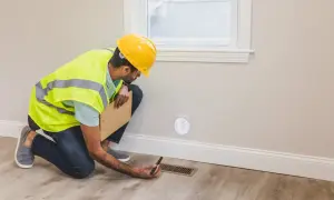 Inspektor ocenia stan techniczny mieszkania 60m2, by oszacować, ile kosztuje kapitalny remont.